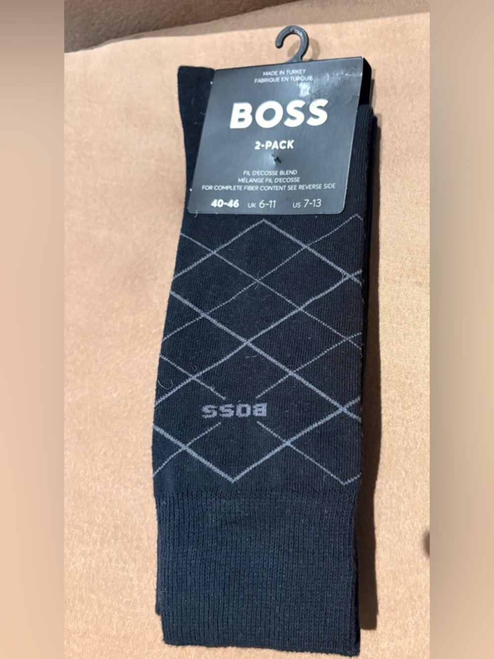 NEW HUGO BOSS Men's 2-Pack Black Dress Socks